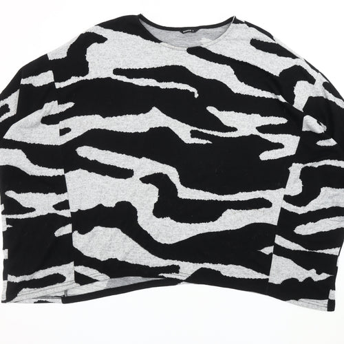 Roman Women's Black Grey Animal Print Knit Jumper Size 16