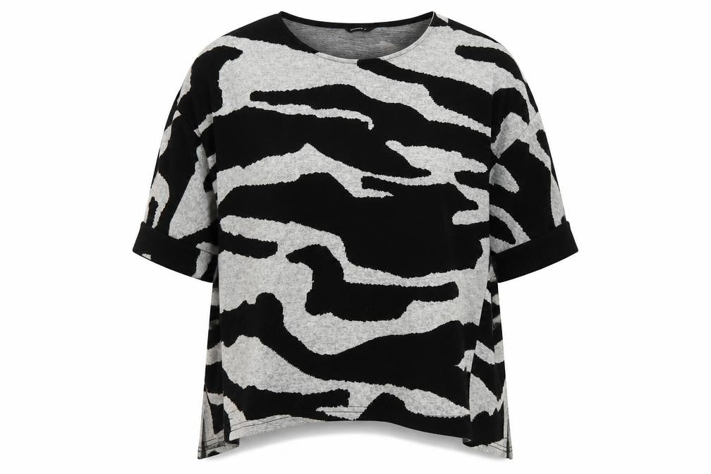 Roman Women's Black Grey Animal Print Knit Jumper Size 16