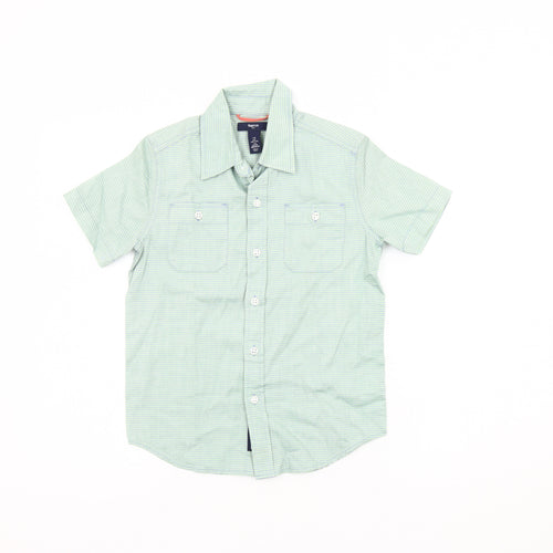 Gap Kids Boys Green Striped Button-Up Shirt 6-7 Years