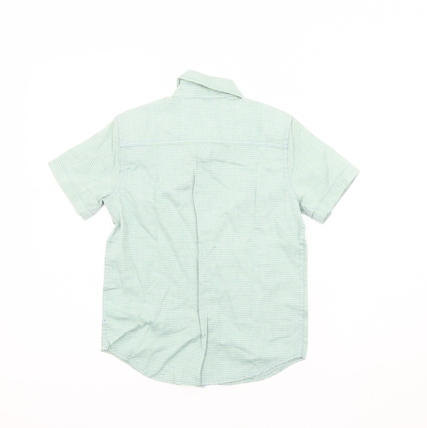 Gap Kids Boys Green Striped Button-Up Shirt 6-7 Years