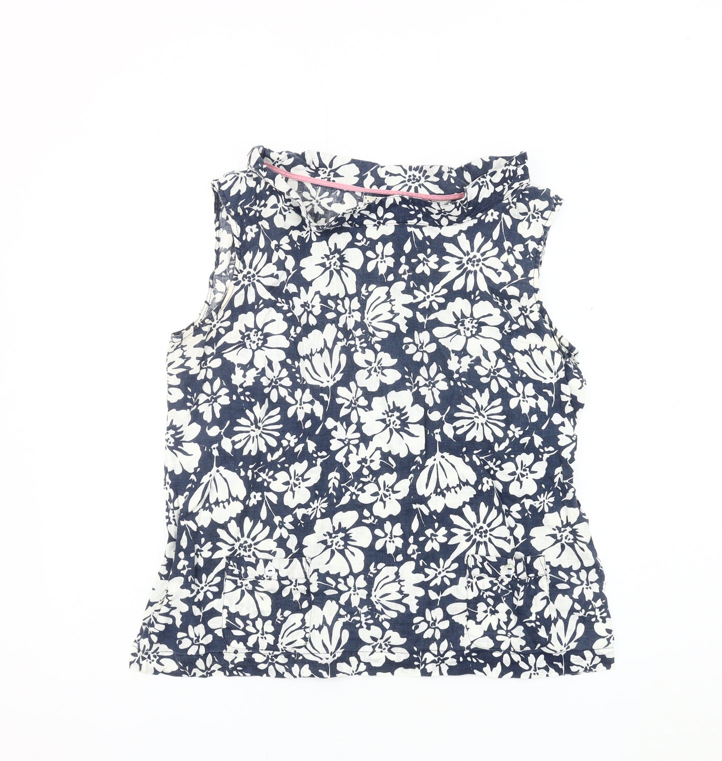 Heyton Women's Blue Floral Linen Blouse Size 12