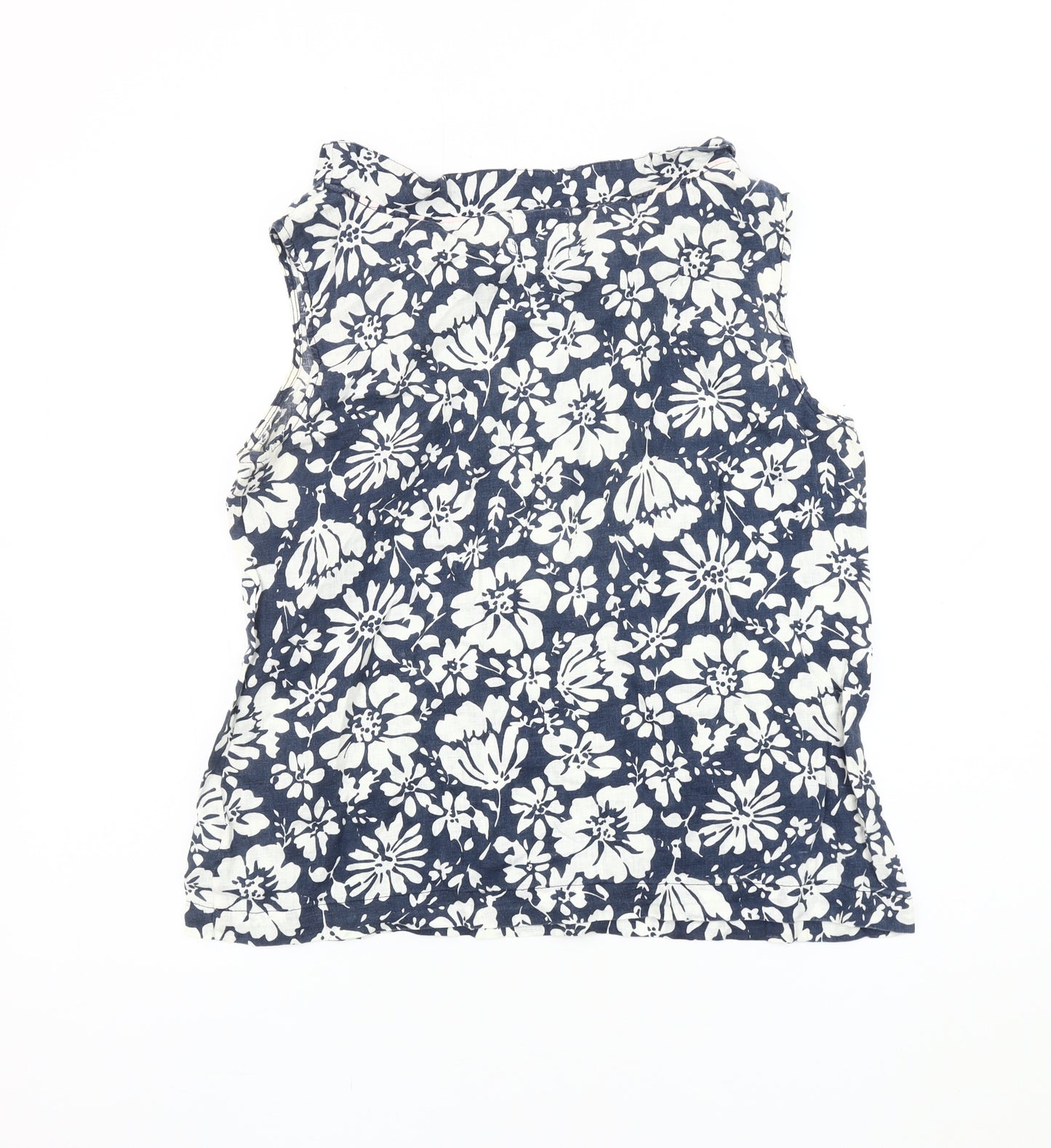 Heyton Women's Blue Floral Linen Blouse Size 12