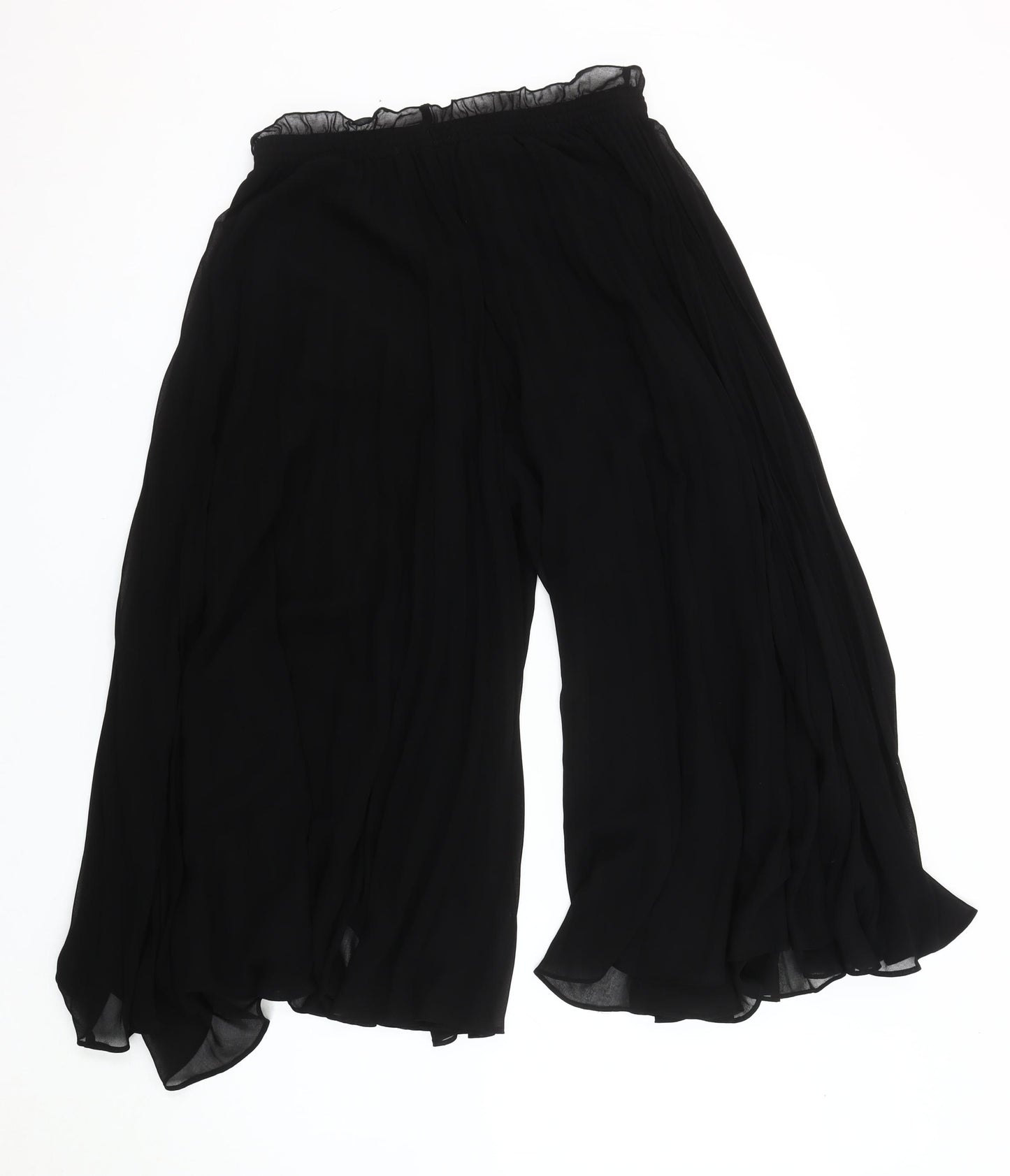 Zara Women's Black Chiffon Wide-Leg Trousers