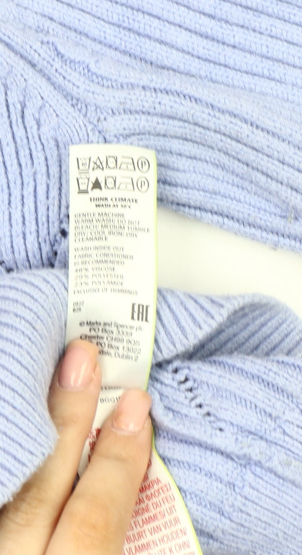 Marks and Spencer Women's Blue Knit Pullover Jumper