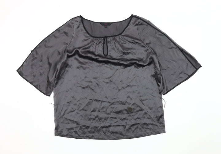 Fashion Women's Black Silk Blouse Size 14