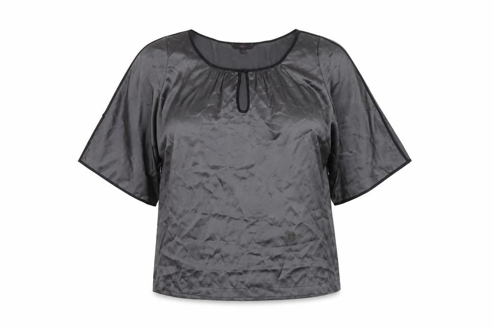 Front view of Fashion Women's Black Silk Blouse, size 14