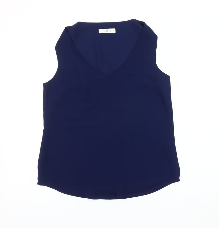 Oasis Women's Blue Sleeveless V-Neck Tank Top Size 10
