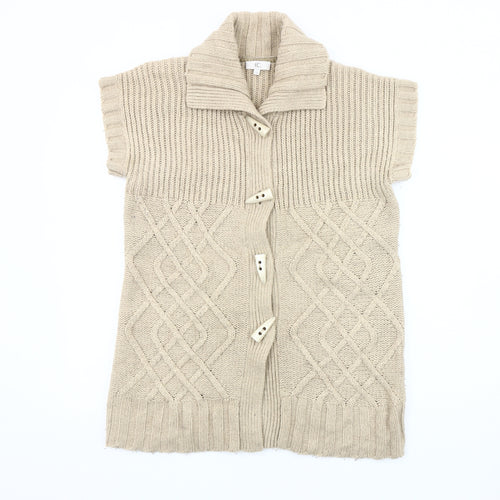 CC Women's Beige Knit Cardigan M with Button Detail