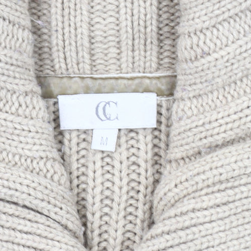 CC Women's Beige Knit Cardigan M with Button Detail
