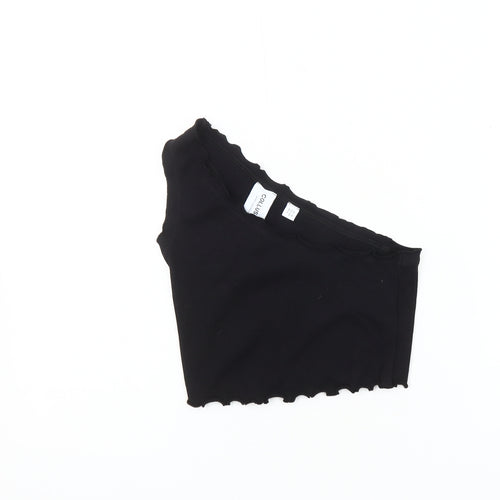 Collusion Women's Black Cropped One Shoulder Top