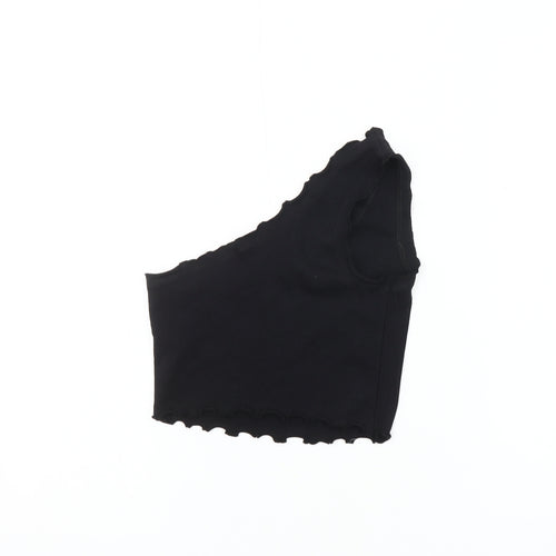 Collusion Women's Black Cropped One Shoulder Top