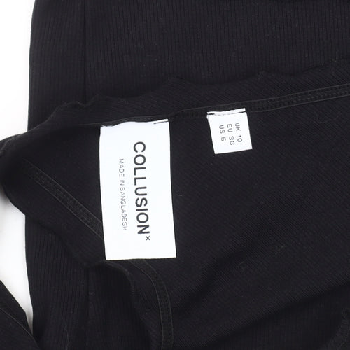 Collusion Women's Black Cropped One Shoulder Top