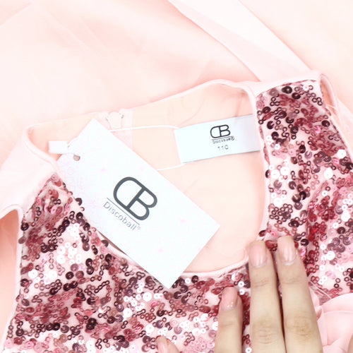 Discoball Girls Pink Sequin Tutu Dress, Size 110