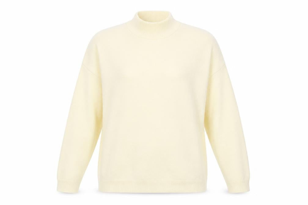 Front view of Stradivarius Women's Ivory Mock Neck Jumper