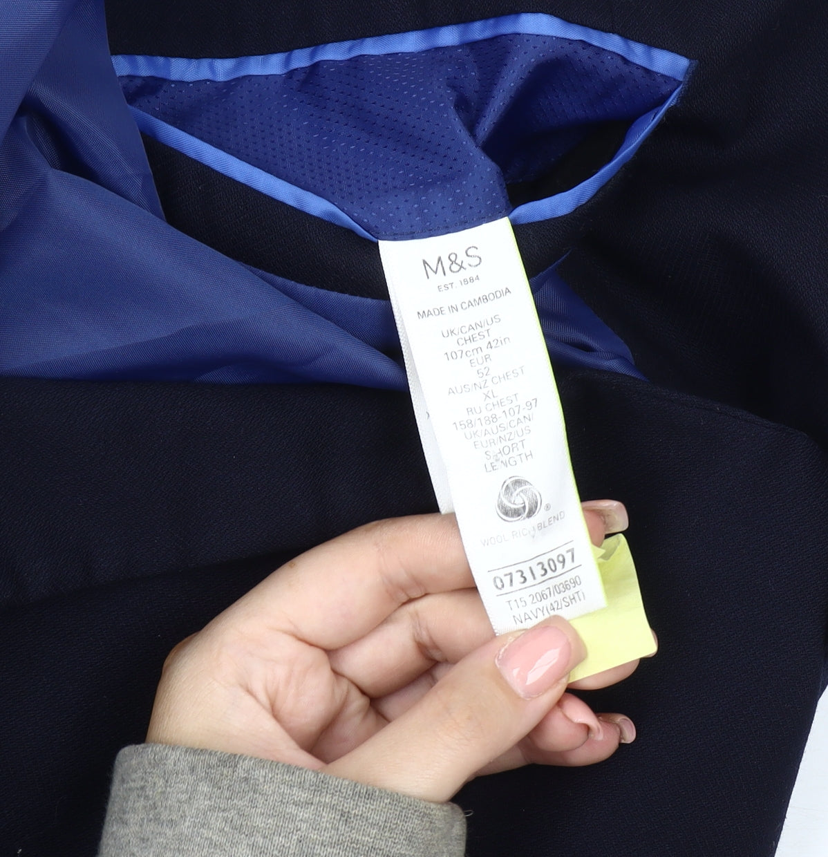 Marks and Spencer Men's Blue Blazer - Size 42, Regular Fit