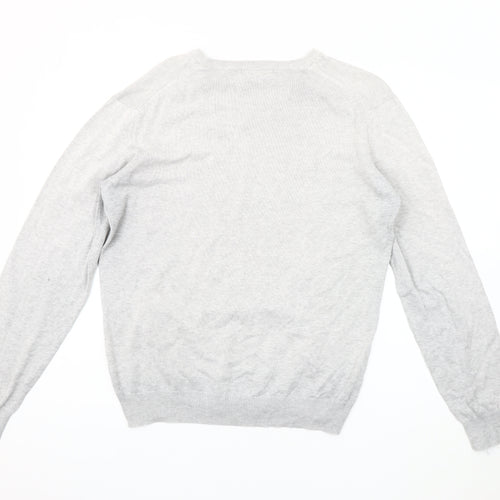 Dunnes Men's Grey M V-Neck Cotton Pullover Jumper