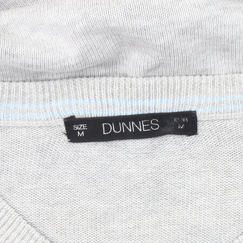 Dunnes Men's Grey M V-Neck Cotton Pullover Jumper