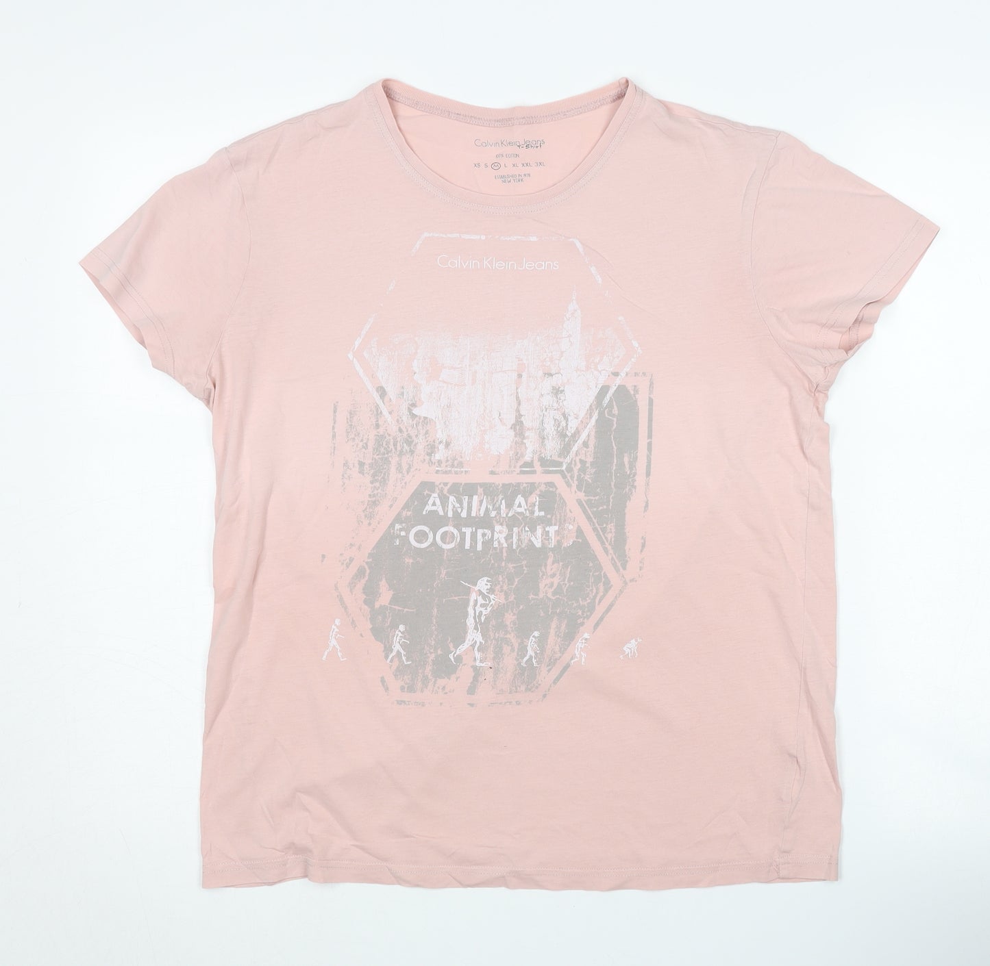 Calvin Klein Women's Pink T-Shirt, M, Crew Neck