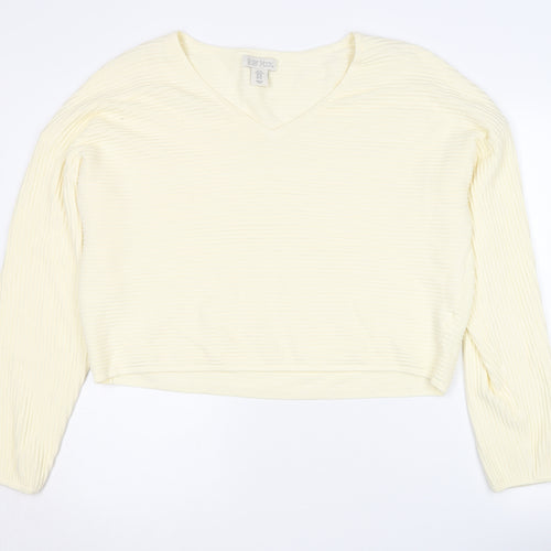 Ruby Moon Women's Ivory XL V-Neck Knit Pullover Jumper