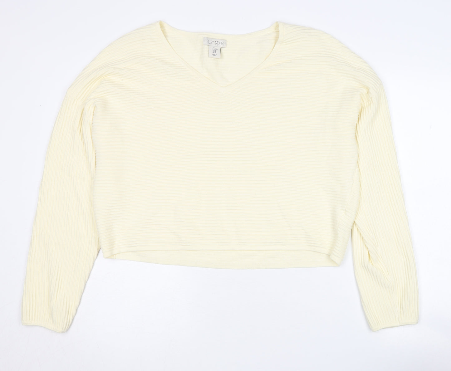 Ruby Moon Women's Ivory XL V-Neck Knit Pullover Jumper