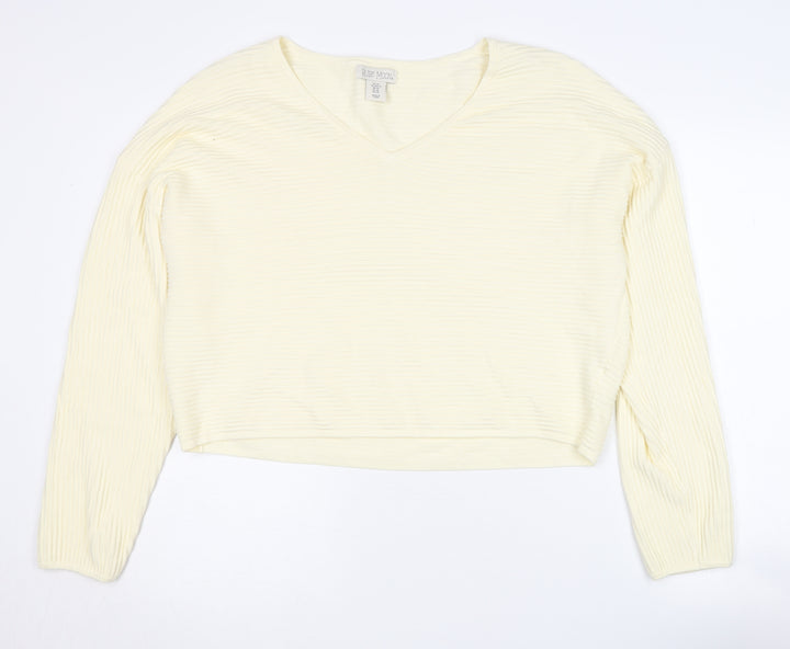 Ruby Moon Women's Ivory XL V-Neck Knit Pullover Jumper