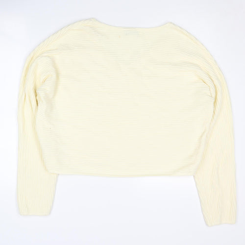 Ruby Moon Women's Ivory XL V-Neck Knit Pullover Jumper