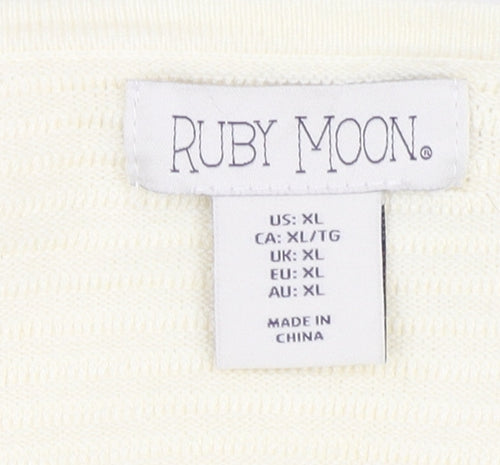 Ruby Moon Women's Ivory XL V-Neck Knit Pullover Jumper