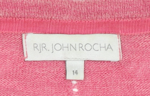 RJR John Rocha Women Pink Open Front Cardigan Size 14