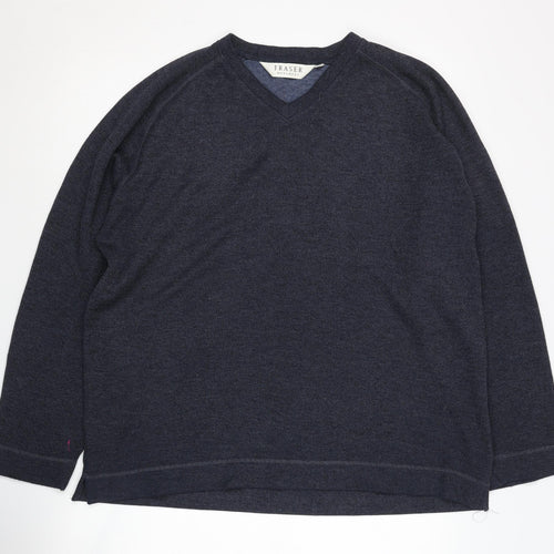 Fraser Men's Blue V-Neck Pullover Jumper, Size L