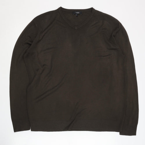 Thomas Nash Men's Brown V-Neck Pullover Jumper L