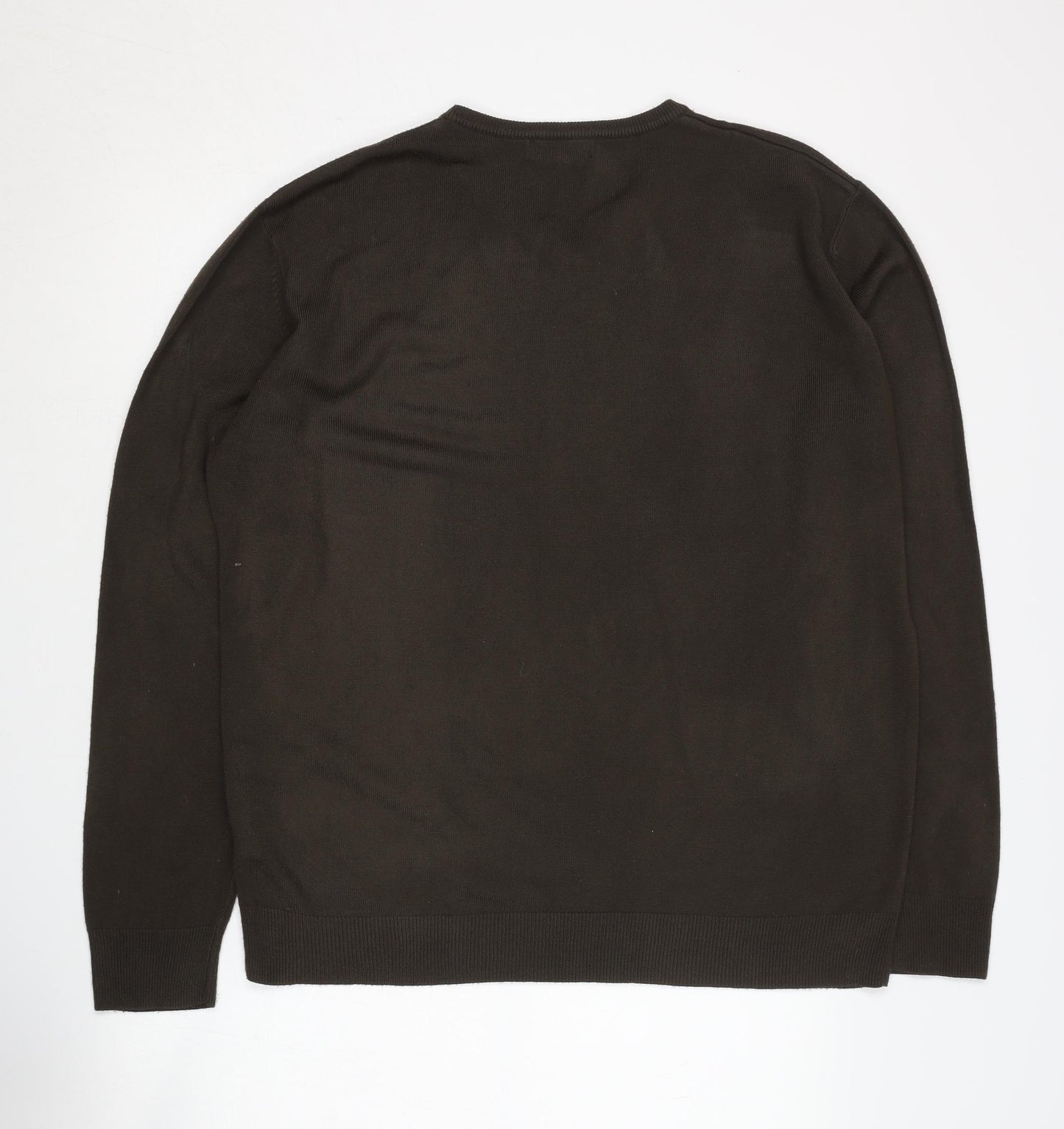 Thomas Nash Men's Brown V-Neck Pullover Jumper L