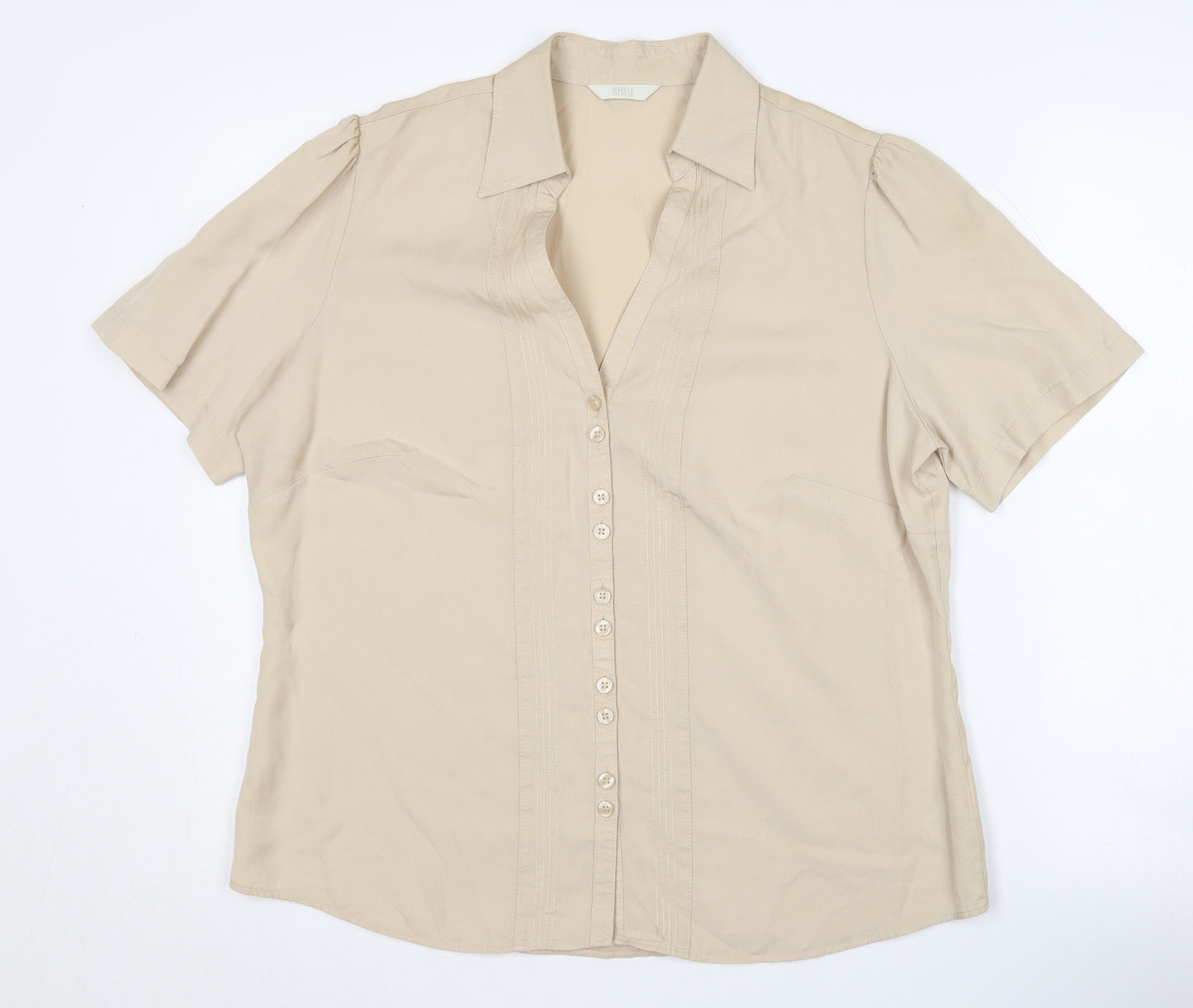 Marks and Spencer Beige Short Sleeve Women's Blouse