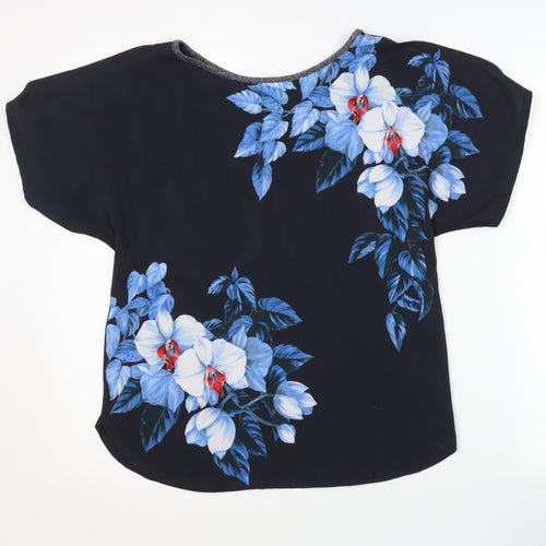 Oasis Women's Black Floral T-Shirt Size S