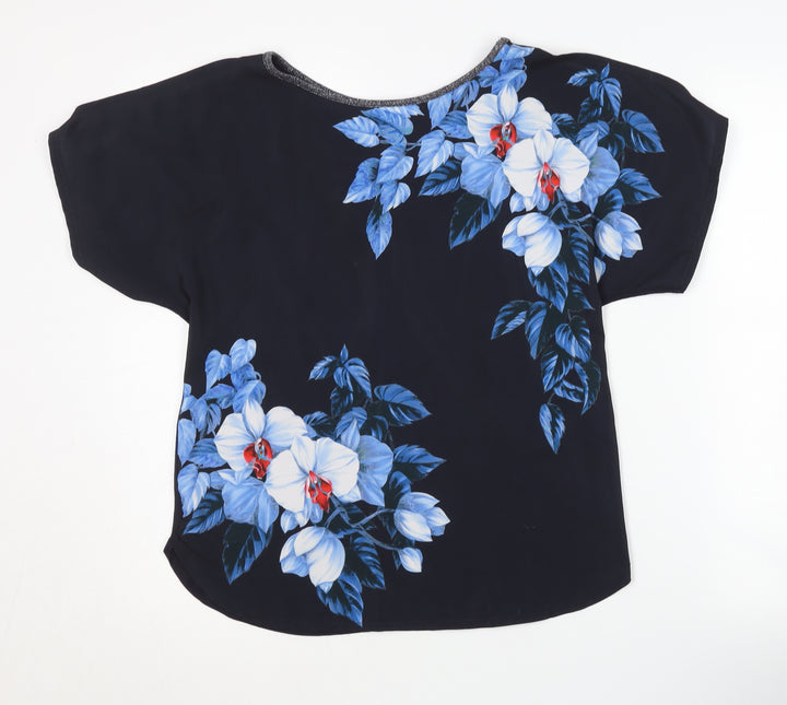 Oasis Women's Black Floral T-Shirt Size S