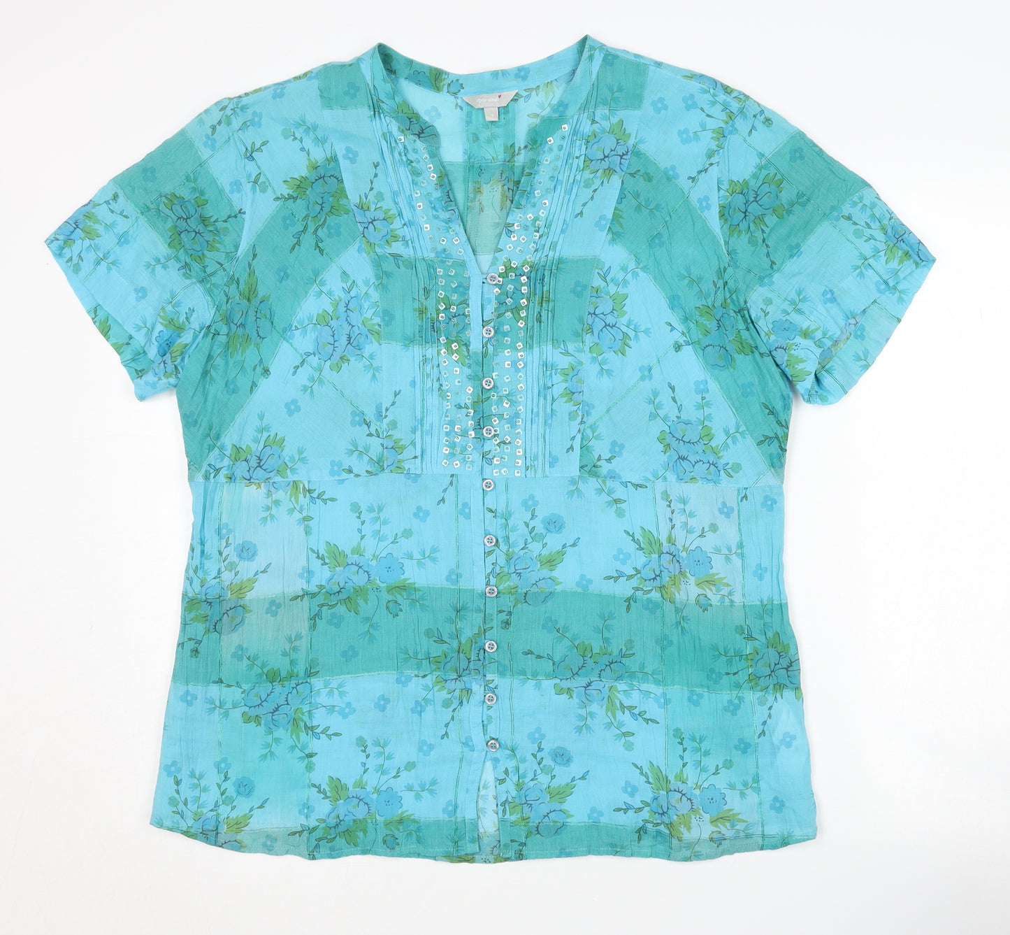 Marks and Spencer Women's Blue Floral Blouse Size 18