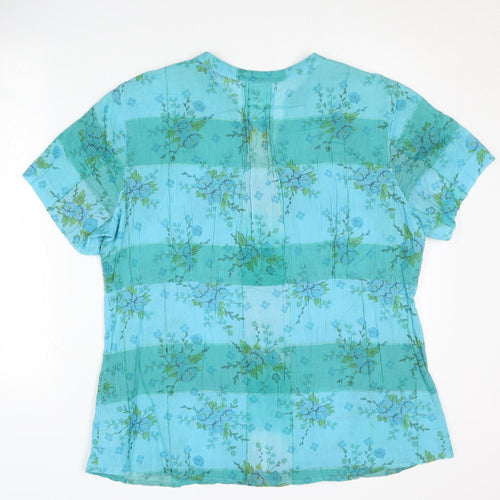 Marks and Spencer Women's Blue Floral Blouse Size 18