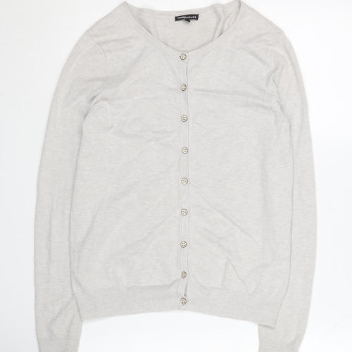 Warehouse Women's Grey Cardigan M Crew Neck Button