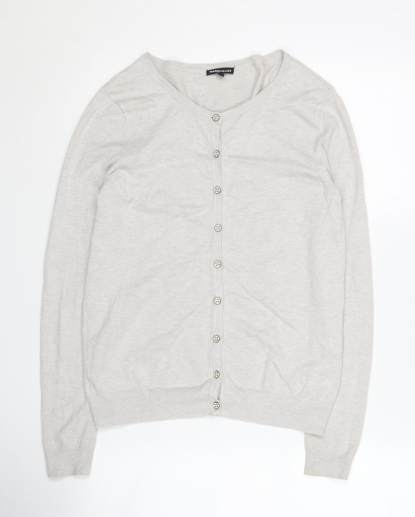Warehouse Women's Grey Cardigan M Crew Neck Button