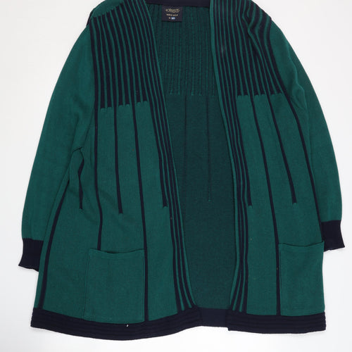 Kriss Women's Green Open Front Cardigan, Size M, Long Sleeve Knit