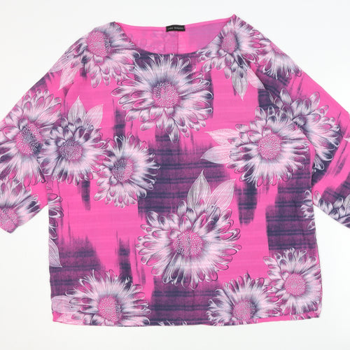 Luca Vanucci Women's Pink Floral Cotton Pullover S