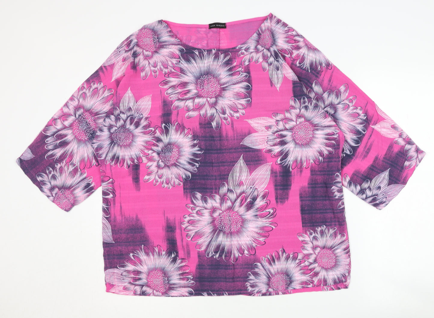 Luca Vanucci Women's Pink Floral Cotton Pullover S