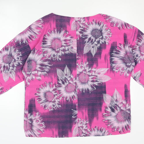Luca Vanucci Women's Pink Floral Cotton Pullover S