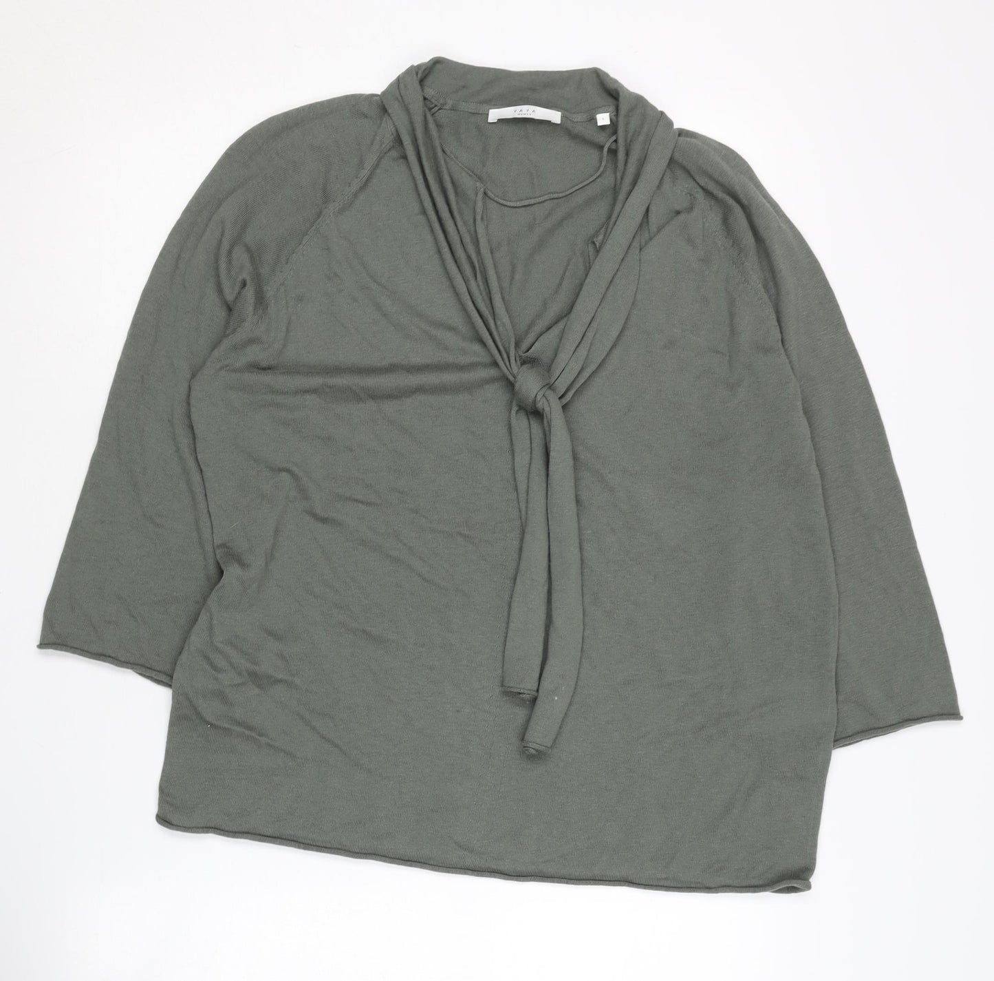 YAYA Women's Green Knit Jumper, Size L, 3/4 Sleeve