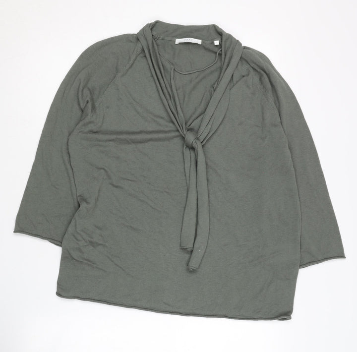 YAYA Women's Green Knit Jumper, Size L, 3/4 Sleeve