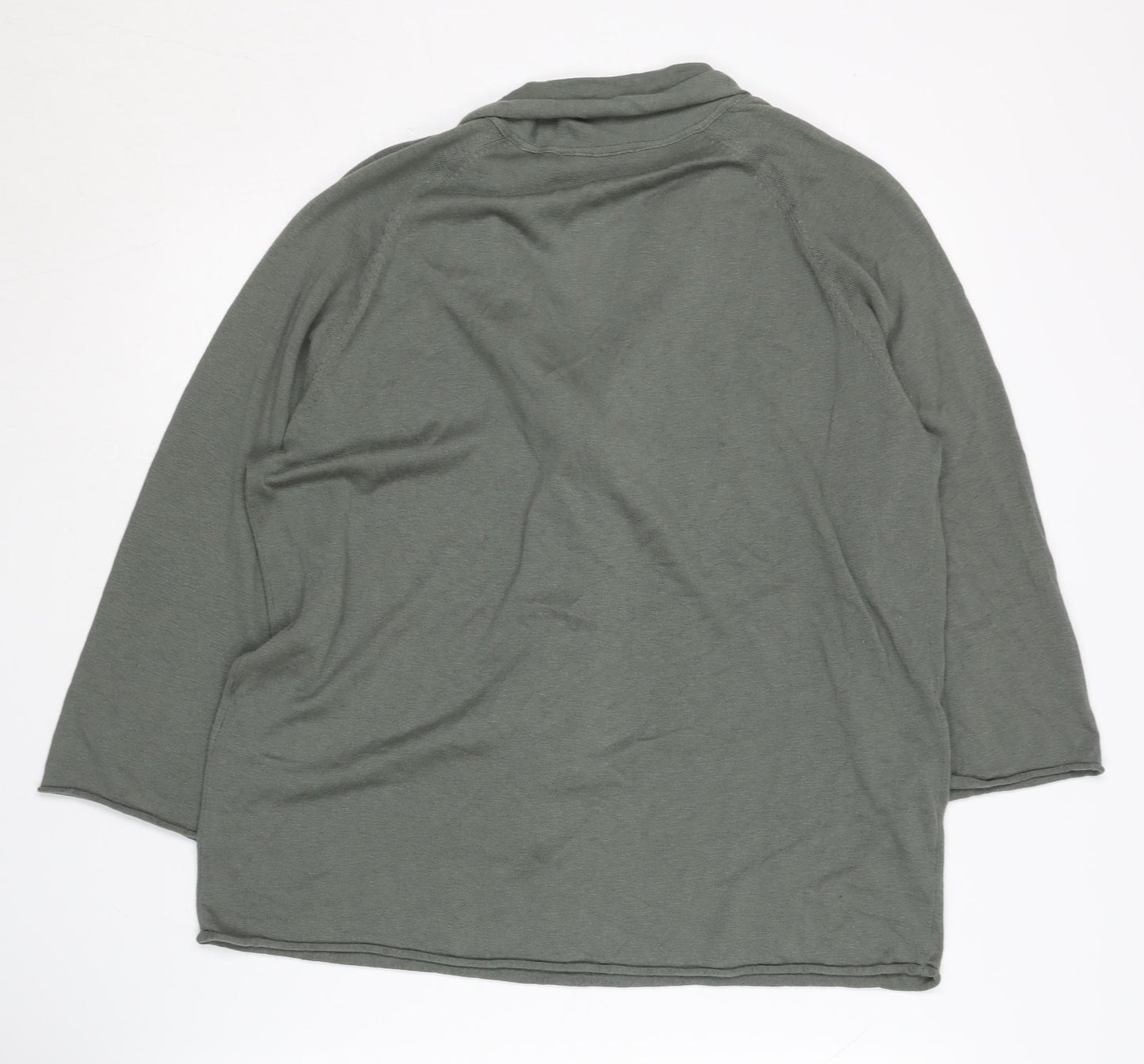 YAYA Women's Green Knit Jumper, Size L, 3/4 Sleeve