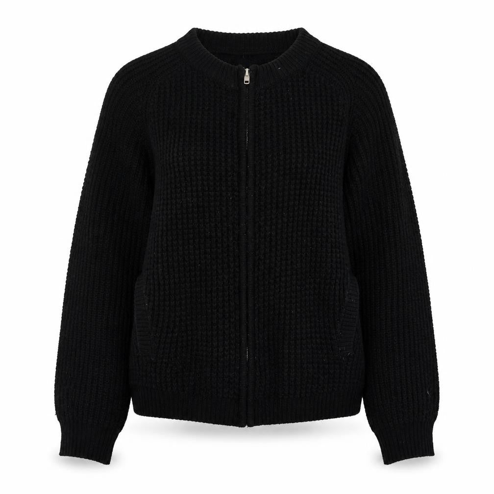 Front view of Warehouse Women's Black Full Zip Jumper, size 8