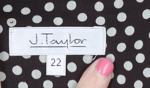 J. Taylor Women's Black Polka Dot A-Line Skirt 22