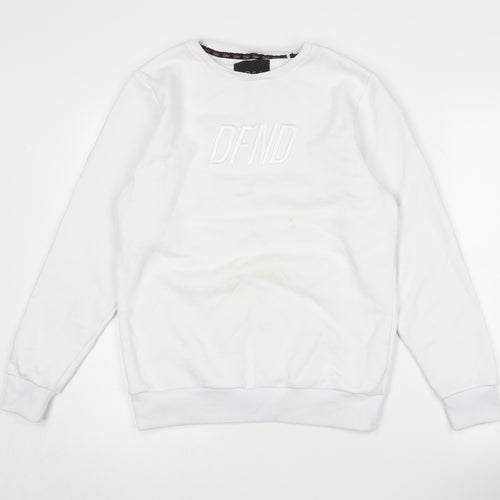 DFND Women's White Sweatshirt Size 12 with Logo