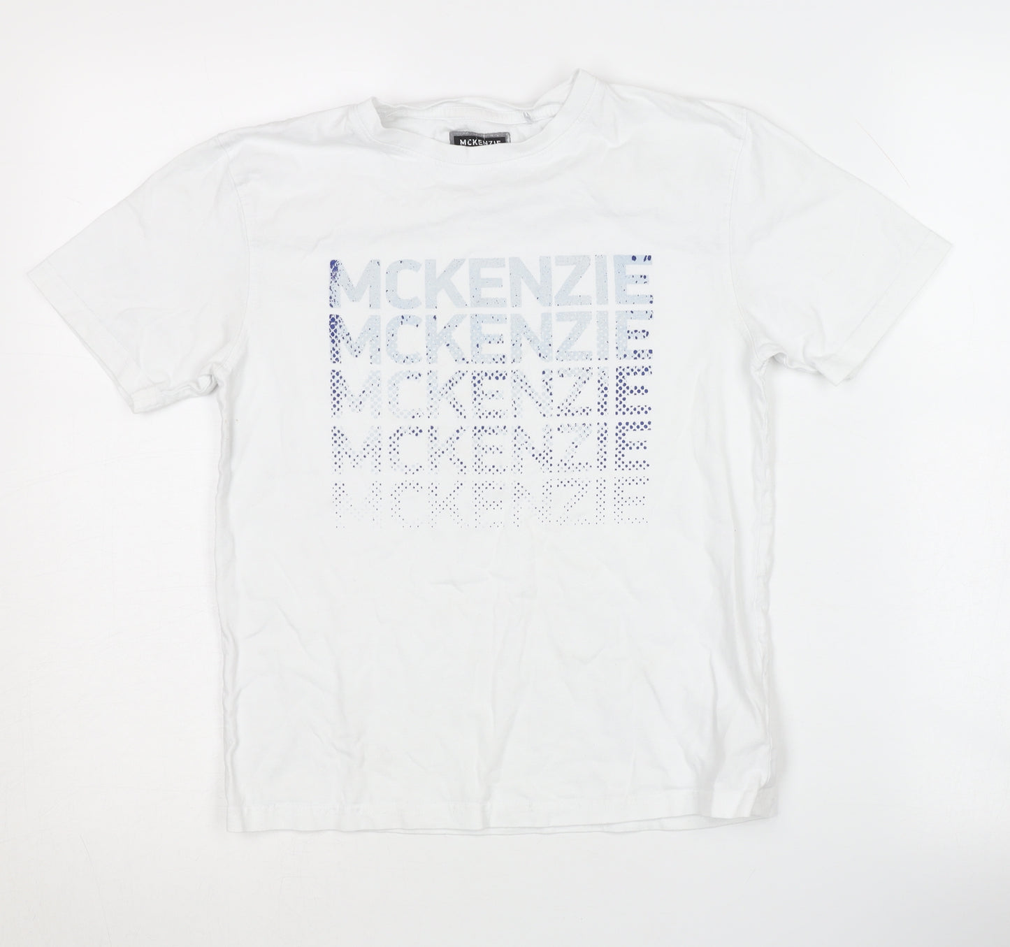 McKenzie Boys White Graphic T-Shirt, Size 12-13, Casual Cotton