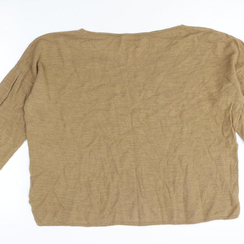 Benetton Women's Beige Pullover Jumper V-Neck S